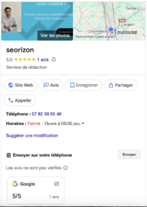 Interface de gestion Google Business Profile pour optimiser les informations NAP d'une entreprise et booster le référencement local