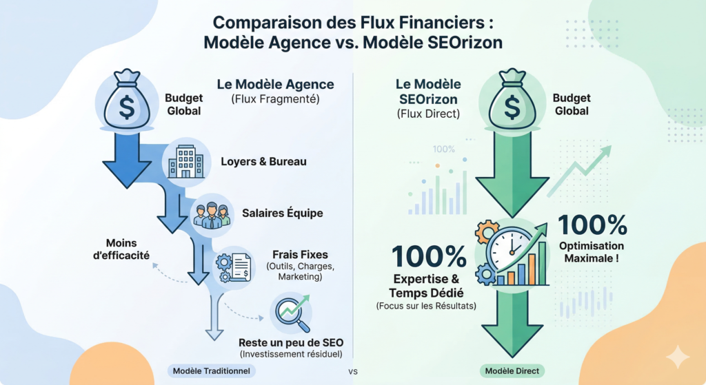 Comparatif coûts agence SEO vs consultant indépendant en Occitanie