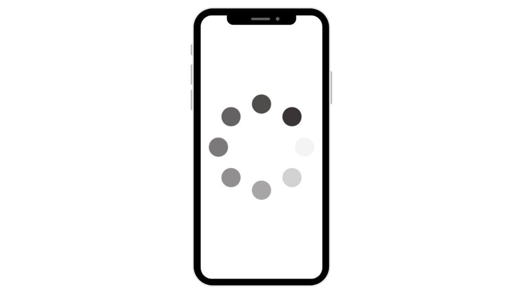 Visuel d'un téléphone montrant une roue de chargement, symbolisant les sites web avec des temps de chargement trop longs.